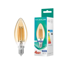 Лампа C37 4W E14 2200К 220V Filament A LED Titanum