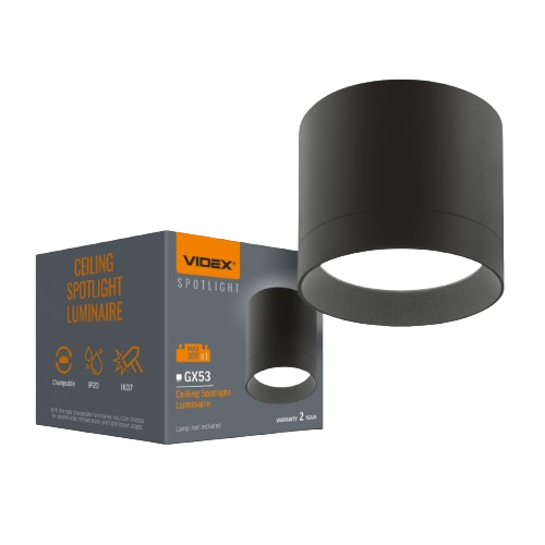 LED Світильник під лампу GX53 накладний чорний VL-SPF19A-B Videx | Зображення 1