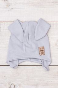 Демісезонна шапка для хлопчика однотонна з вушками та зав'язками Носи своє 44/48 Сірий (p-18014-212836)