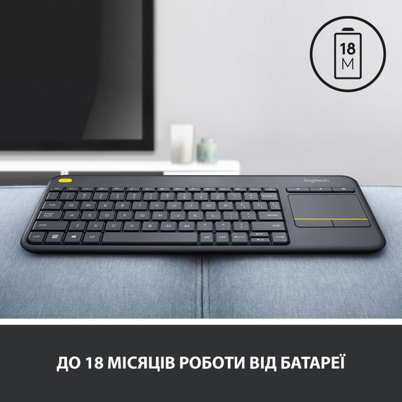 Клавіатура Logitech K400 Plus Touch Wireless UA Black (920-007145) | Зображення 6