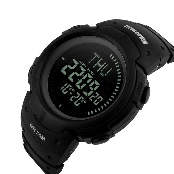 Чоловічий годинник Skmei 1231BK All Black Smart Watch + Compass | Зображення 1