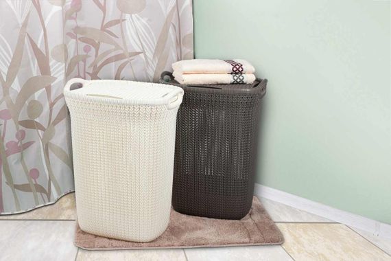 Кошик для білизни пластиковий Curver Knit 57 л 03676 кремовий, міцний і зручний | Зображення 4