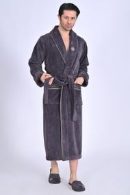 Чоловічий халат Nusa 1455 з тапочками коричневий L/XL