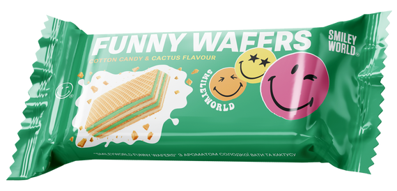 Вафлі з начинкою SmileyWorld FUNNY WAFERS з ароматом солодкої вати та кактусу 400г (214523) | Зображення 1