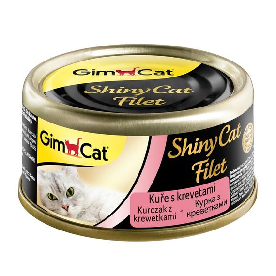 Корм вологий GimCat Shiny Cat Filet для котів з куркою та креветкою 70 г