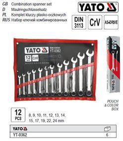 Набір ключів комбінованих 8-24 мм 12 штук YATO-0362