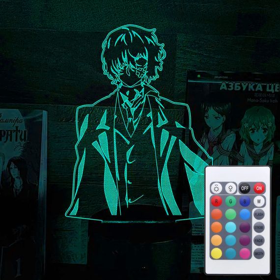 Акриловый светильник-ночник с пультом 16 цветов Осаму Дазай 3 tty-n002324