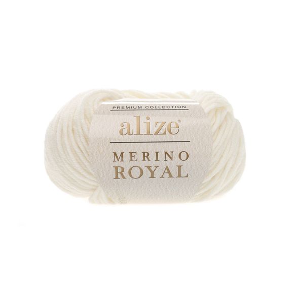 Пряжа для плетення Alize merino royal молочний 62 алізе меріно роял 100% вовна
