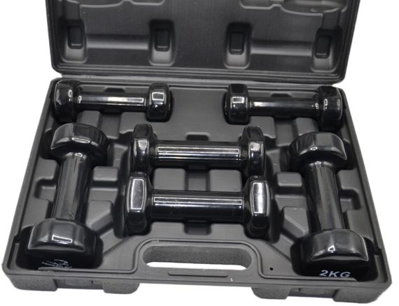 Набір гантелей в кейсі 9 кг. Паверплей 4121 Fitness Dumbells (2шт.*1кг. 2шт.*1,5кг. 2шт.*2кг.) | Зображення 1
