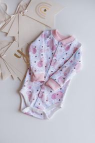 Боді з довгим рукавом інтерлок принт Кульки