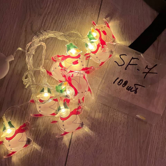 Музична гірлянда «Дід Морозик» 2,5 м, 10 LED-лампочок, живлення від USB, тепле біле світло та мікс, новорічна прикраса