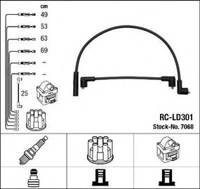 Дріт запалювання (код 7068) ВАЗ 2108,09,099 (1100-1500)(вир-во NGK) NGK RCLD301 на LADA CARLOTA (2108, 2109, 2115)