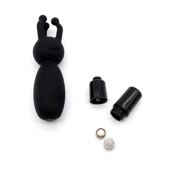 Вібратор з вусиками та посмішкою чорний