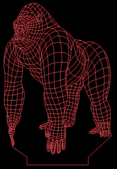 Акриловий світильник-нічник горила червоний tty-n000700