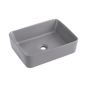 Раковина накладная Qtap Tern 480x370x135 мм, Stone grey, прямоугольная, с донным клапаном QT17116069SG