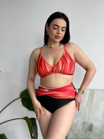 Роздільний помаранчевий купальник PLUS SIZE  з високими трусиками та утяжкою | Зображення 4