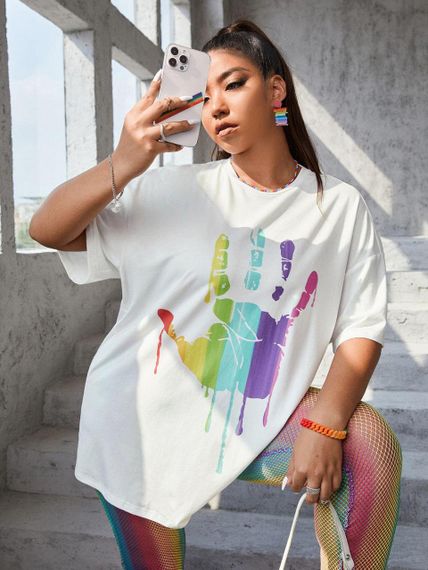 Футболка женская с принтом повседневная XL Белая