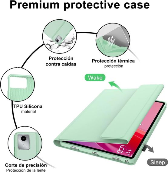 Чохол з Bluetooth клавіатурою для Lenovo Tab M11 2024 11" TB330FU, TB330XU, світло-зелений з тримачем для стилуса QWERTY | Зображення 5