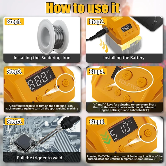 Беспроводной паяльник SV 60W от аккумулятора DeWalt 18В портативный быстрый нагрев (sv3770) | Зображення 6