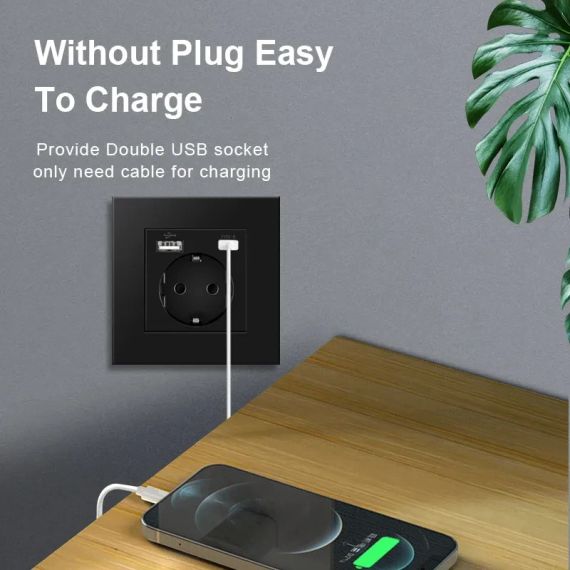 Внутрішня розетка одинарна з USB 250 В/16 А чорна | Зображення 2