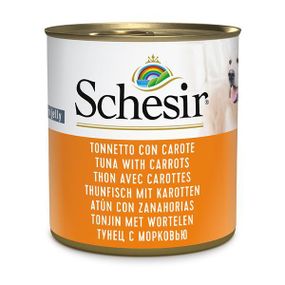 Schesir Tuna With Carrots шезир тунец с морковью в желе натуральні консерви для собак, вологий корм, банка 28