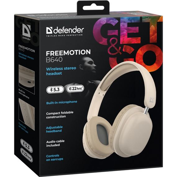 Навушники Defender FreeMotion B640, Bluetooth+3,5мм, Beige | Зображення 7