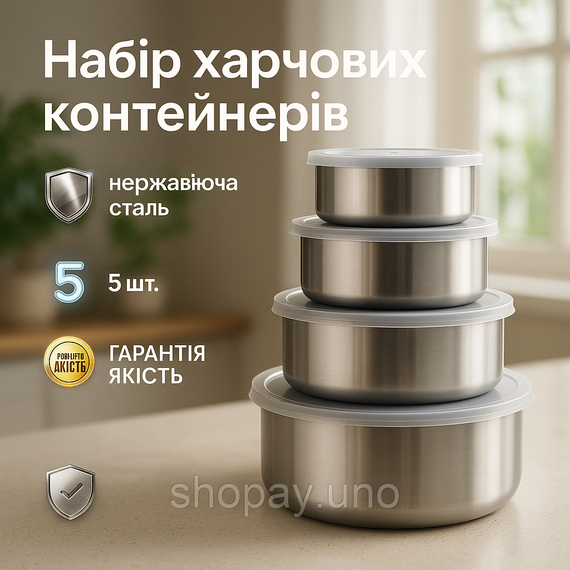 Набор пищевых контейнеров Unique UN-1515 5 шт из нержавеющей стали KB-60