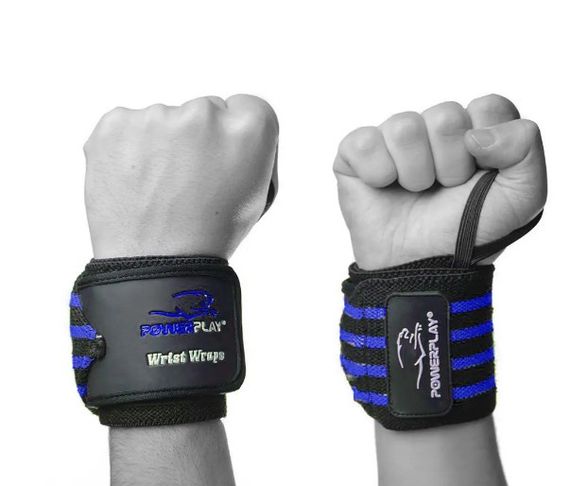 Бинти для зап'ясть (кистьові бинти) PowerPlay 3081 Gym WristT Wraps Чорно-Сині (PP_3081_Blue)