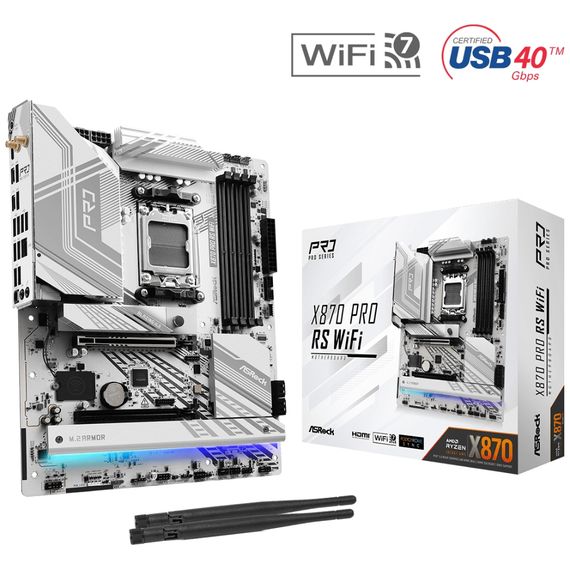 ASRock X870 PRO RS WIFI (AM5/X870, 4*DDR5, 2xPCIex16, HDMI/USB4, 4xSATA, 3xM.2, 2.5GLan, ATX) | Зображення 5