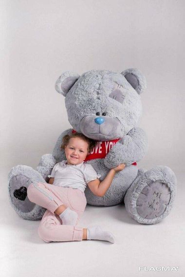 Мишка с латками плюшевый в футболке Yarokuz Me To You 160 см Серый | Зображення 1