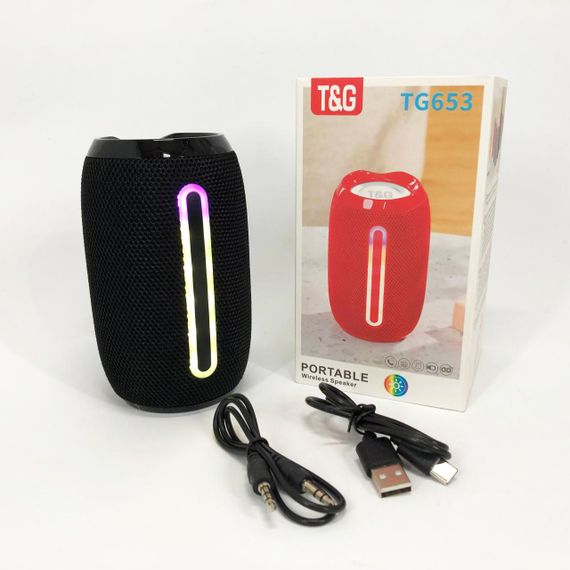 Портативная Bluetooth-колонка TG653 USB с ремешком, аккумуляторная колонка для музыки. Цвет: черный | Зображення 6