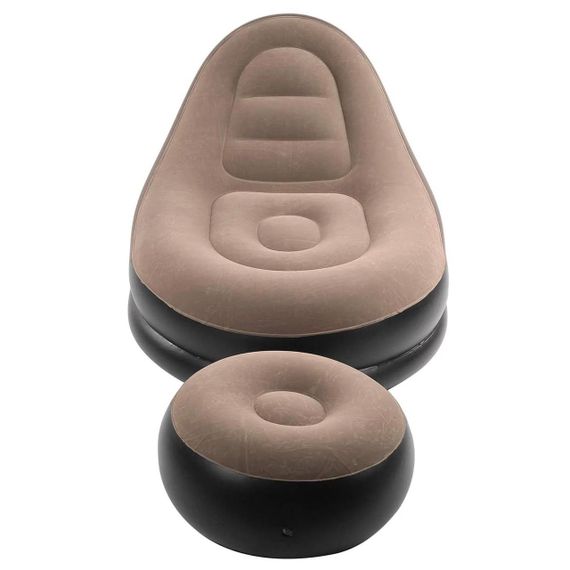 Надувний диван з пуфом та насосом (116х98х83см), Air Sofa, Коричневий / Надувне крісло для відпочинку | Зображення 2