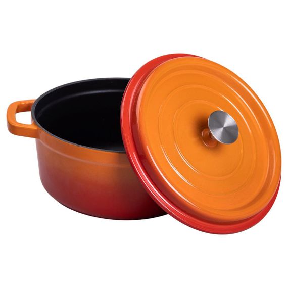 Каструля чавунна емальована 3 л з кришкою Ø24 см Помаранчева HP-1-3O | Зображення 2