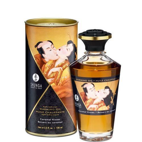 Розігрівальна олія Shunga Aphrodisiac Warming Oil – Caramel Kisses (100 мл) без цукру, смачна sexstyle