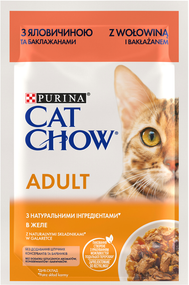 Вологий корм Purina CAT CHOW Adult для дорослих котів, яловичина та баклажани 85г