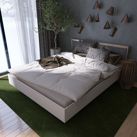 Ліжко двоспальне з підйомним механізмом Еверест Сіті-1400 200,5х148,8х82,6 см Дуб сонома/Білий (EVR-071093)