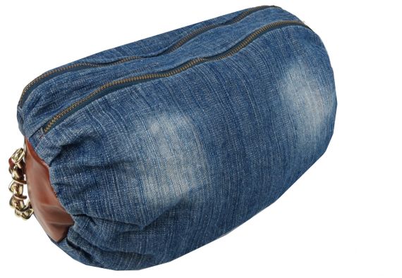 Уцінка! Циліндрична жіноча джинсова сумка Fashion jeans bag синя | Зображення 6