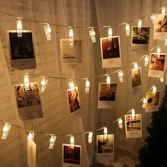 Гірлянда з прищіпками LU999 4,5 м 20 LED • Світлодіодна фотогірлянда LU999 USB з теплим білим світлом для фото та інтер'єру | Зображення 4