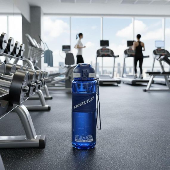 Спортивная бутылка KANGZYUAN 1000 мл (1 л) - Синяя Tritan BPA-free, ударопрочная эко-бутылка с фильтром и ремешком | Зображення 7