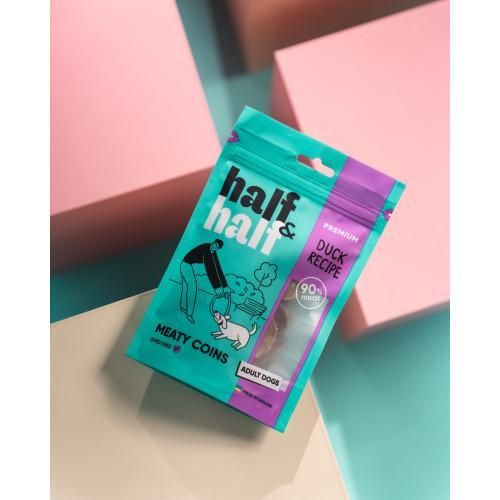 Ласощі для собак Half&Half в форме мясних монеток з качкою, 100 г | Зображення 3