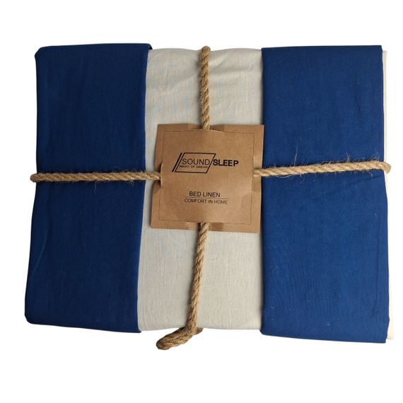 Комплект постільної білизни SoundSleep Stonewash Doble Dark Blue Milk Полуторний 160х220 см синьо-молочний (2800004763691) | Зображення 1