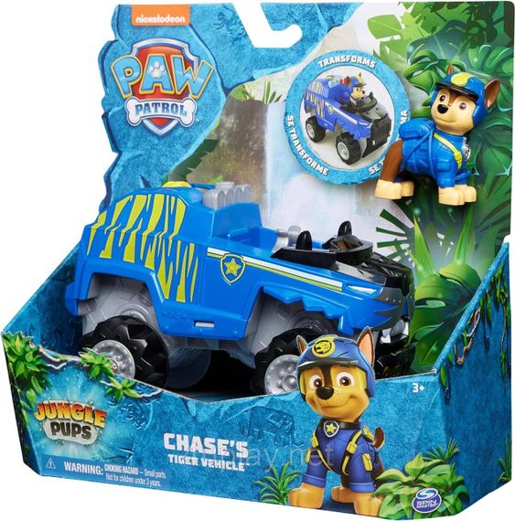 Щенячий патруль в джунглях Машина тигр и фигурка Гонщика Оригинал Paw Patrol Jungle Pups Chase Tiger Vehicle | Зображення 2