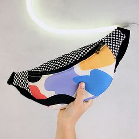 Сумка на пояс бананка Bumbag Разноцветные кляксы 27x16 см (BB_21M003_BL)