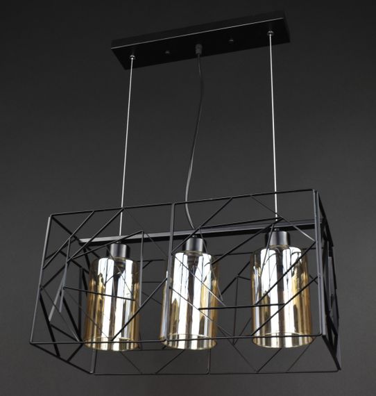 Люстра підвісна LOFT на 3 лампочки 25067 Чорний 30-100х25х48 см. | Зображення 2