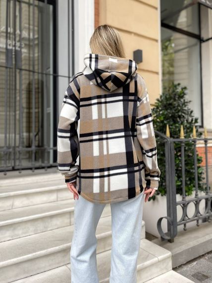 Женская теплая флисовая рубашка в клетку ALI302 цвет бежевый, размер 54/56 | Зображення 2