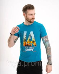 Футболка для чоловіків колір бірюзовий розмір M FI_008079