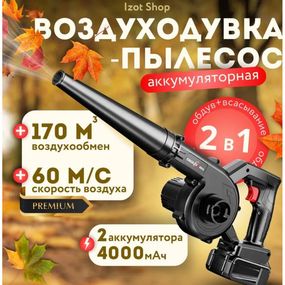 Беспроводний електричний воздуходувка-пилосос 2 в 1 з потужністю 3000 Вт та легкий (3,5 кг) XPRO LY-4 (45519-LY-4_691)
