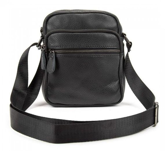 Мужская кожаная сумка планшетка Tiding Bag черная | Зображення 2