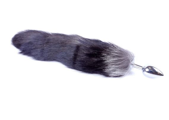 Анальна пробка Exclusivity Fox Tail Black Срібляста 2XL | Зображення 4
