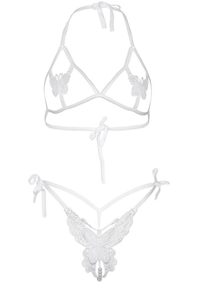 Еротичний комплект з відкритою чашкою Leg Avenue Open cup bra and pearl panty One Size White Sex Aura | Зображення 4